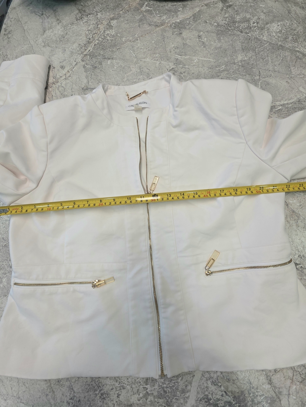 Calvin Klein Cream Zip-Front Blazer Jacket - Picture 7 of 8